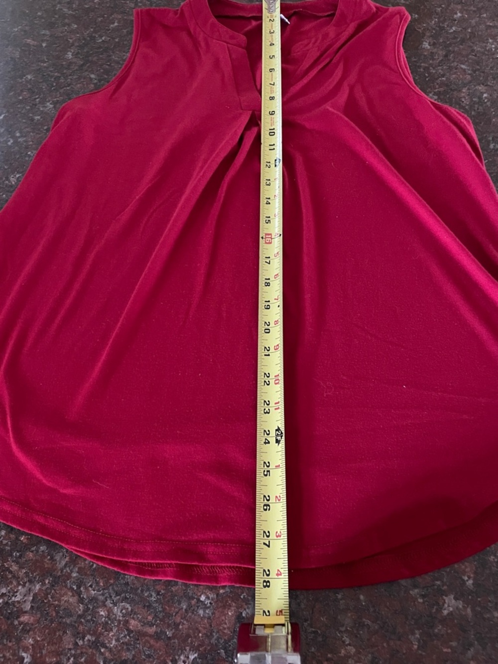 Sleeveless Red Pleated Tank Top